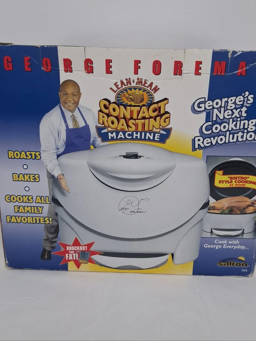 George Foreman Lean Mean Contact Roasting Machine Roaster Model GV5 New Open Box